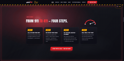 Crash 411 Hotline website built by Keyway Websites