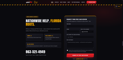 Crash 411 Hotline website built by Keyway Websites