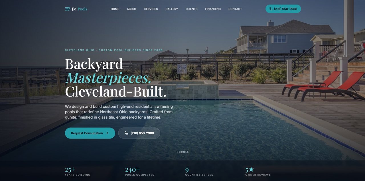 JM Pools website by Keyway