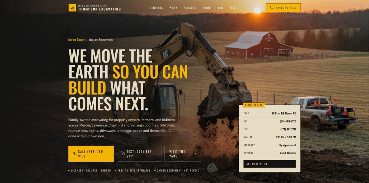 Thompson Excavating website by Keyway